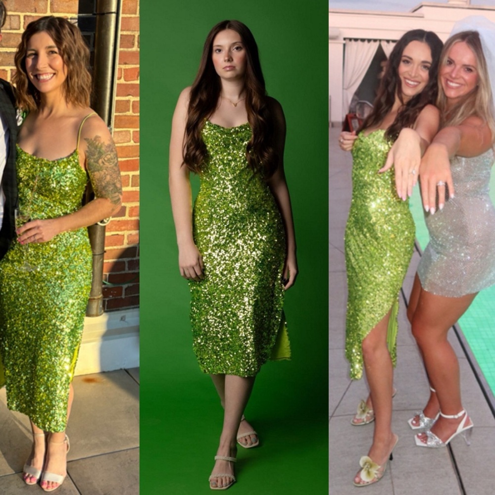 Sachin & Babi Sequin Sanza Dress Women’s Size 6 Green / Chartreuse